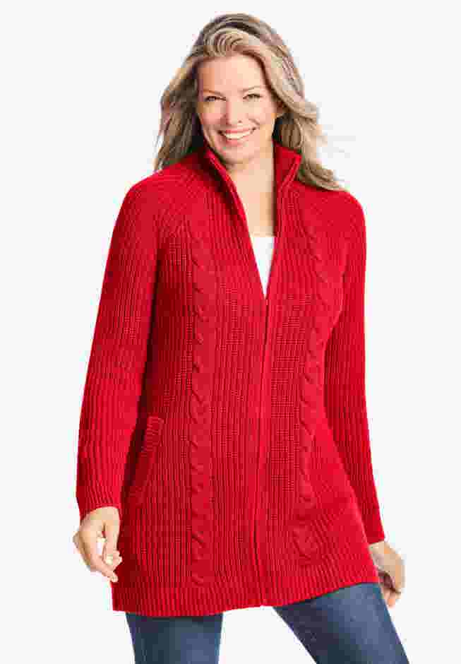 Cabled Zip-Front Cardigan image number 2