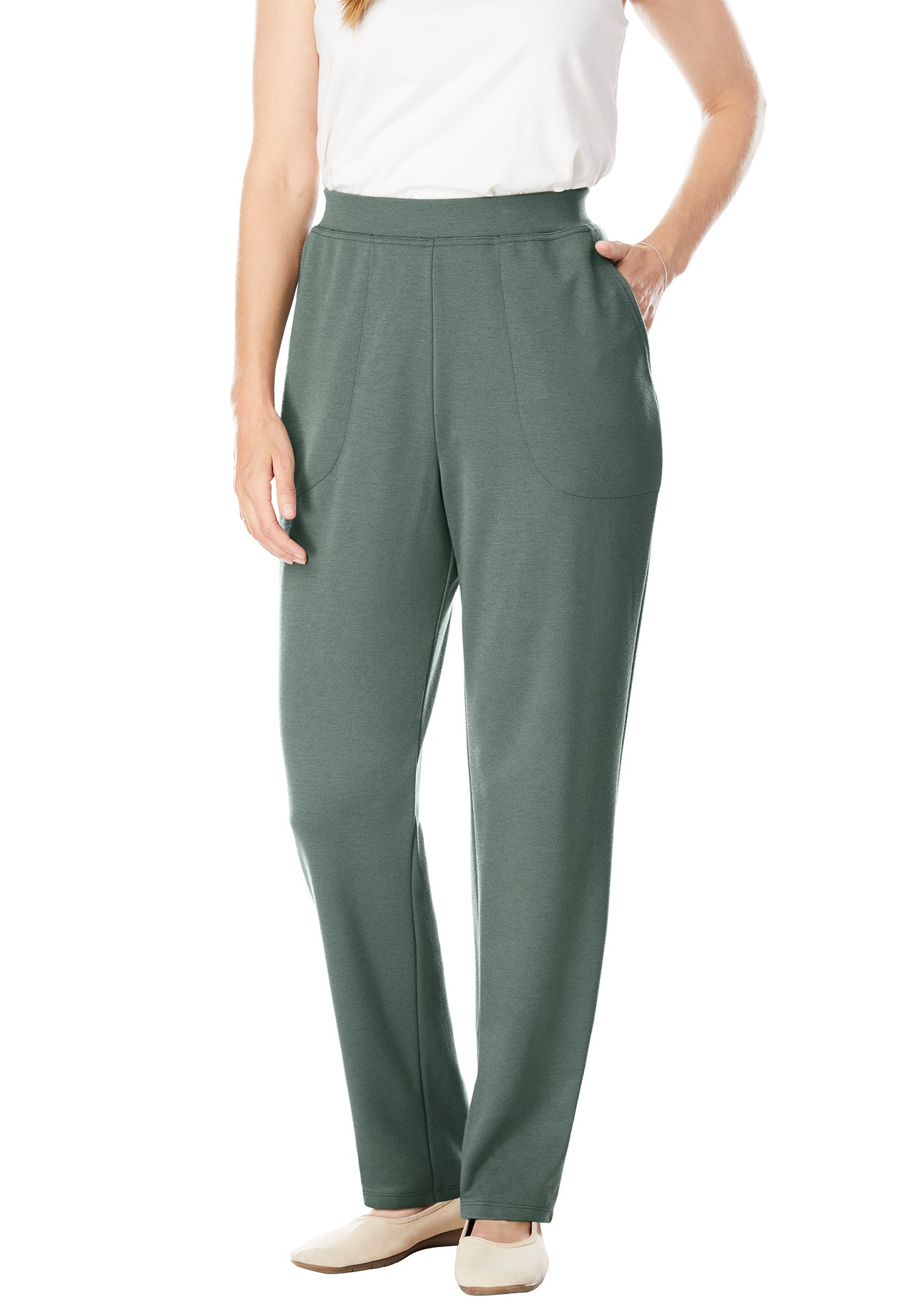 Straight-Leg Stretch Ponte-Knit Pull-On Pants image number 0