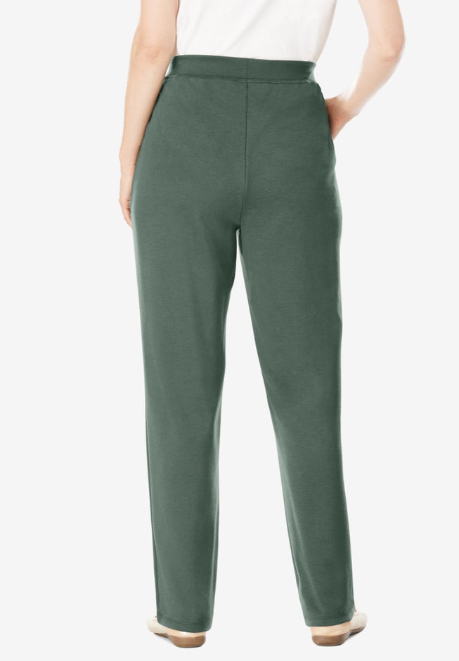 Straight-Leg Stretch Ponte-Knit Pull-On Pants image number 1