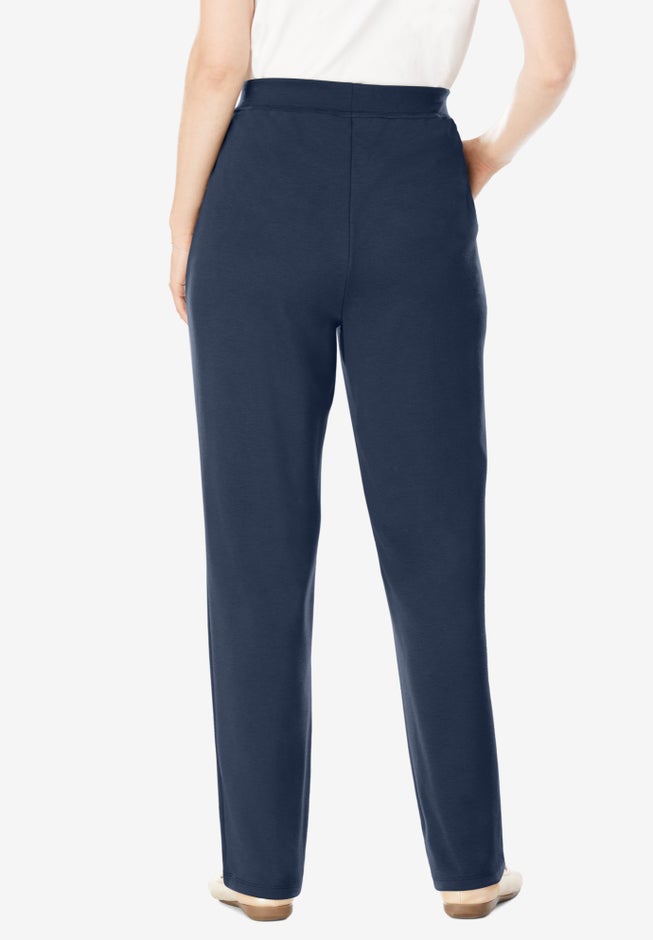 Straight-Leg Stretch Ponte-Knit Pull-On Pants image number 1