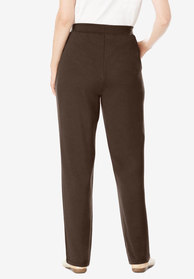Straight-Leg Stretch Ponte-Knit Pull-On Pants image number 1