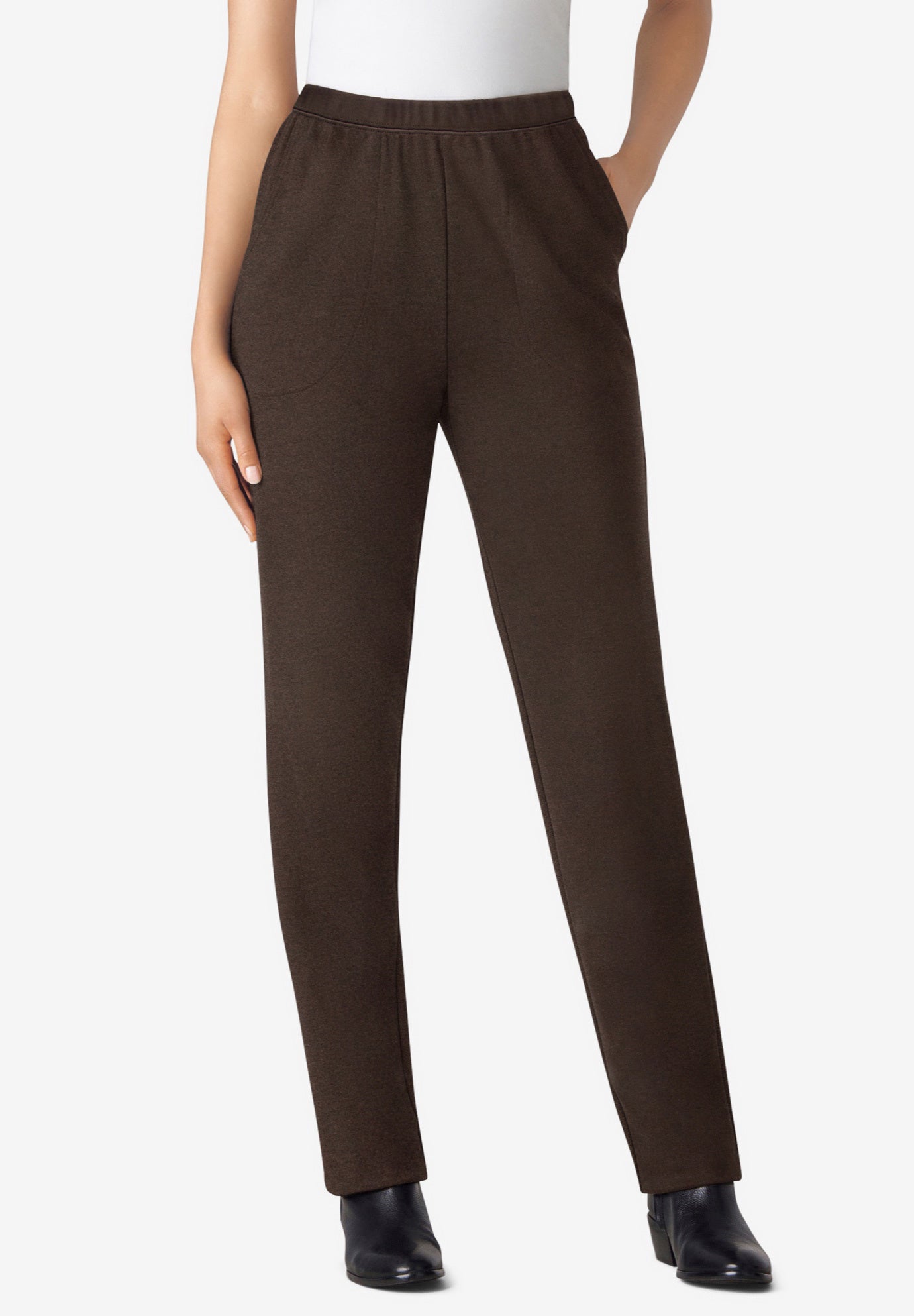 Straight-Leg Stretch Ponte-Knit Pull-On Pants image number 0