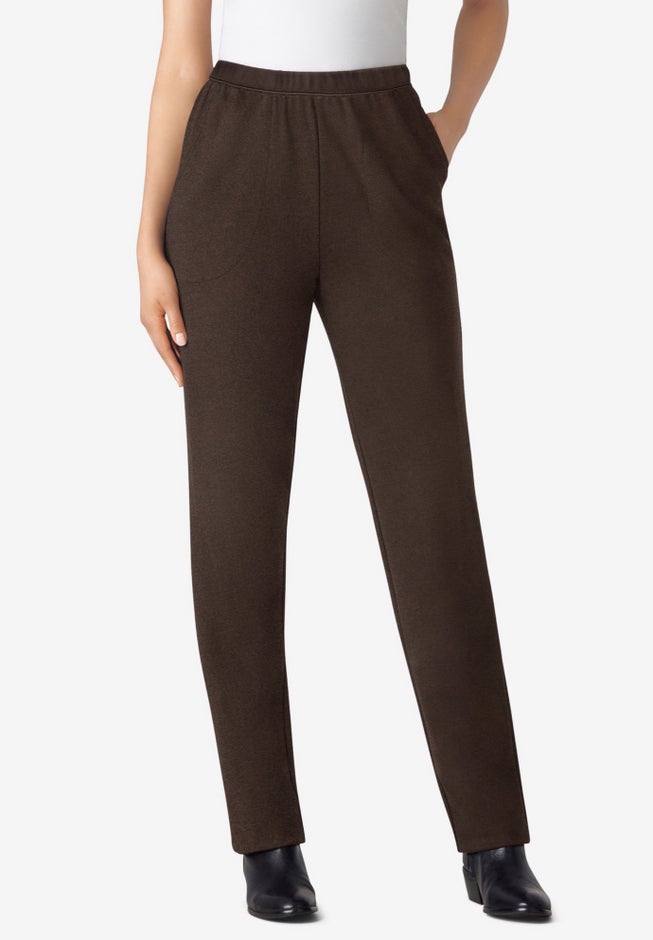 Straight-Leg Stretch Ponte-Knit Pull-On Pants image number 0