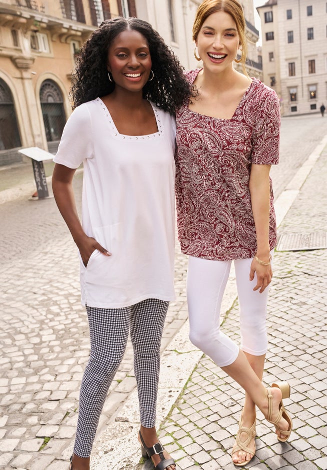 Stretch Cotton Square Neck Tunic image number 3