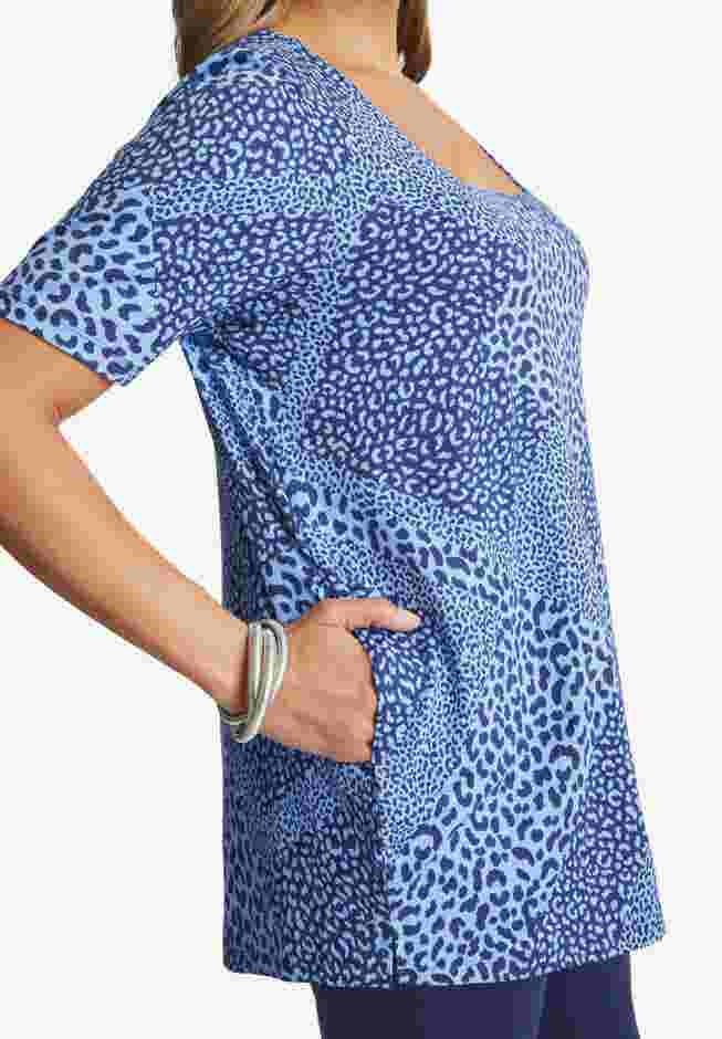 Stretch Cotton Square Neck Tunic image number 4