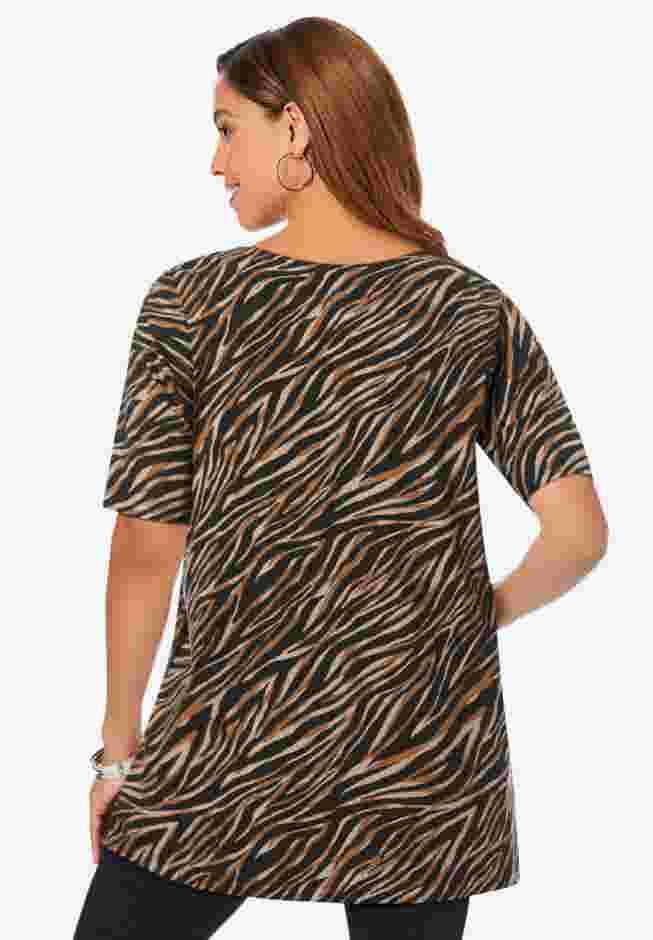 Stretch Cotton Square Neck Tunic image number 1