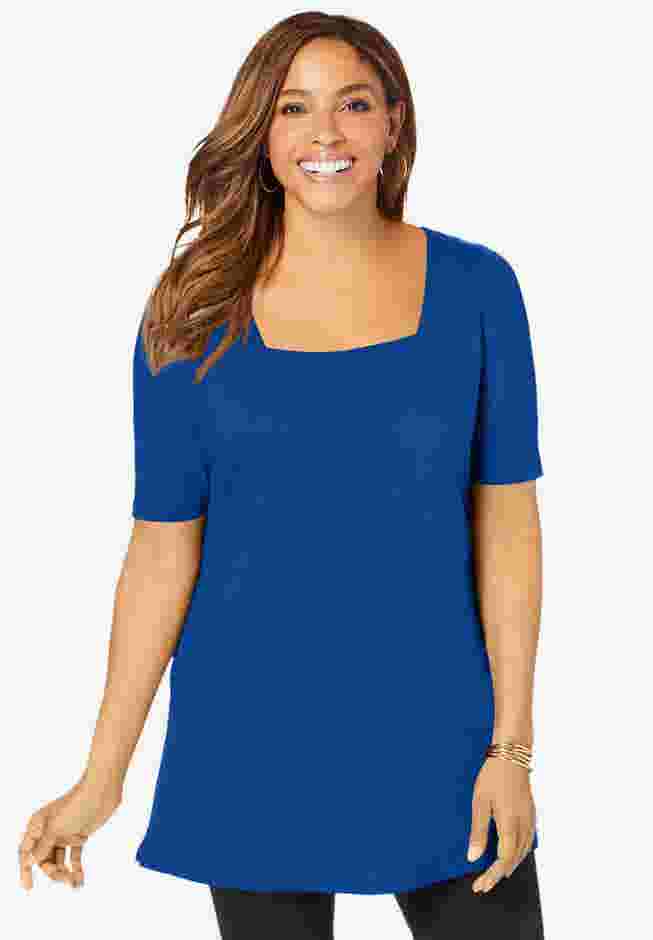 Stretch Cotton Square Neck Tunic image number 0