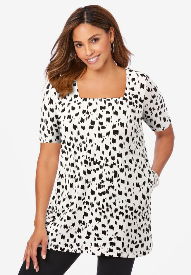 Stretch Cotton Square Neck Tunic image number 0