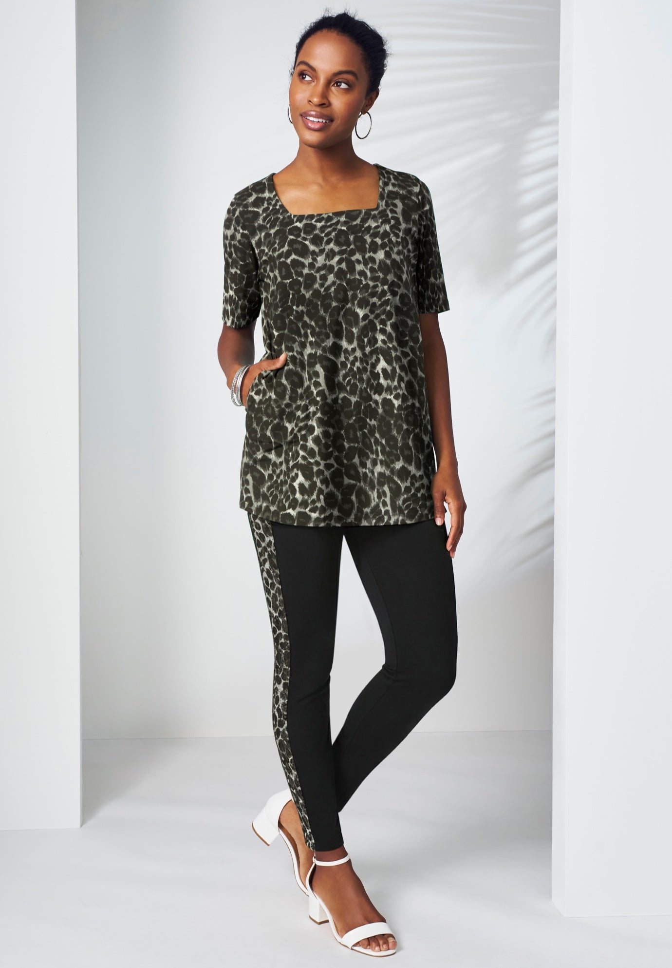 Stretch Cotton Square Neck Tunic image number 0