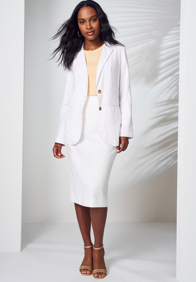 Jessica London Linen Blazer - 28 W, White Jessica London Linen Blazer - 28 W, White
