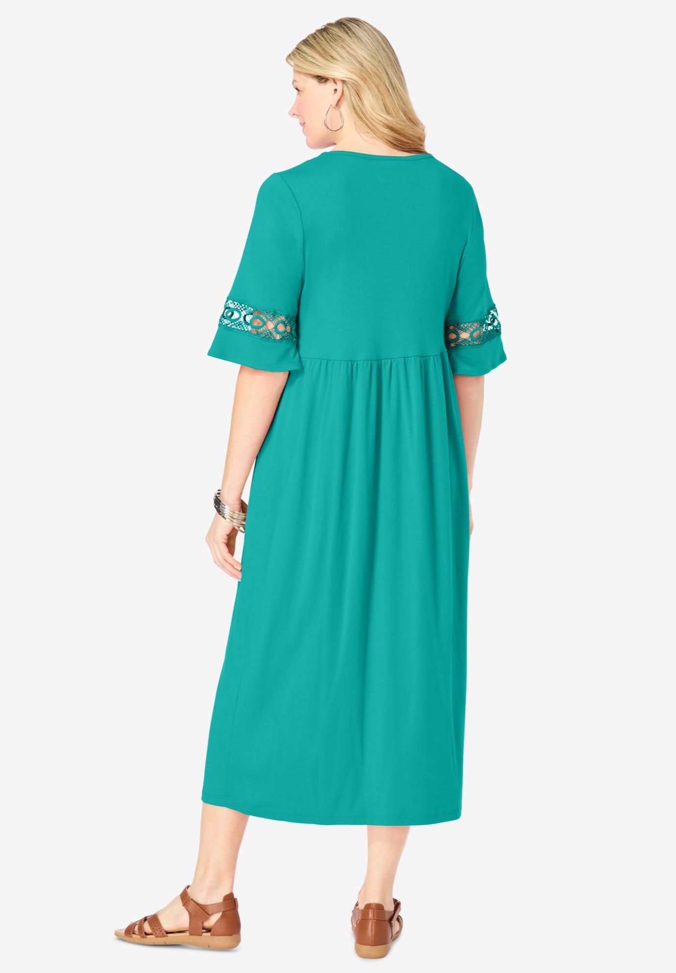 Crochet Trim Empire Knit Dress image number 1