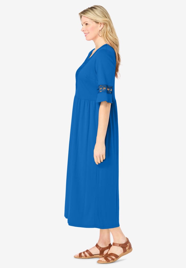 Crochet Trim Empire Knit Dress image number 2