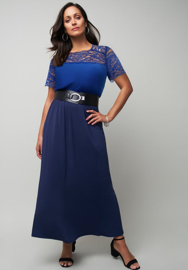 Stretch Lace Neckline Top image number 1