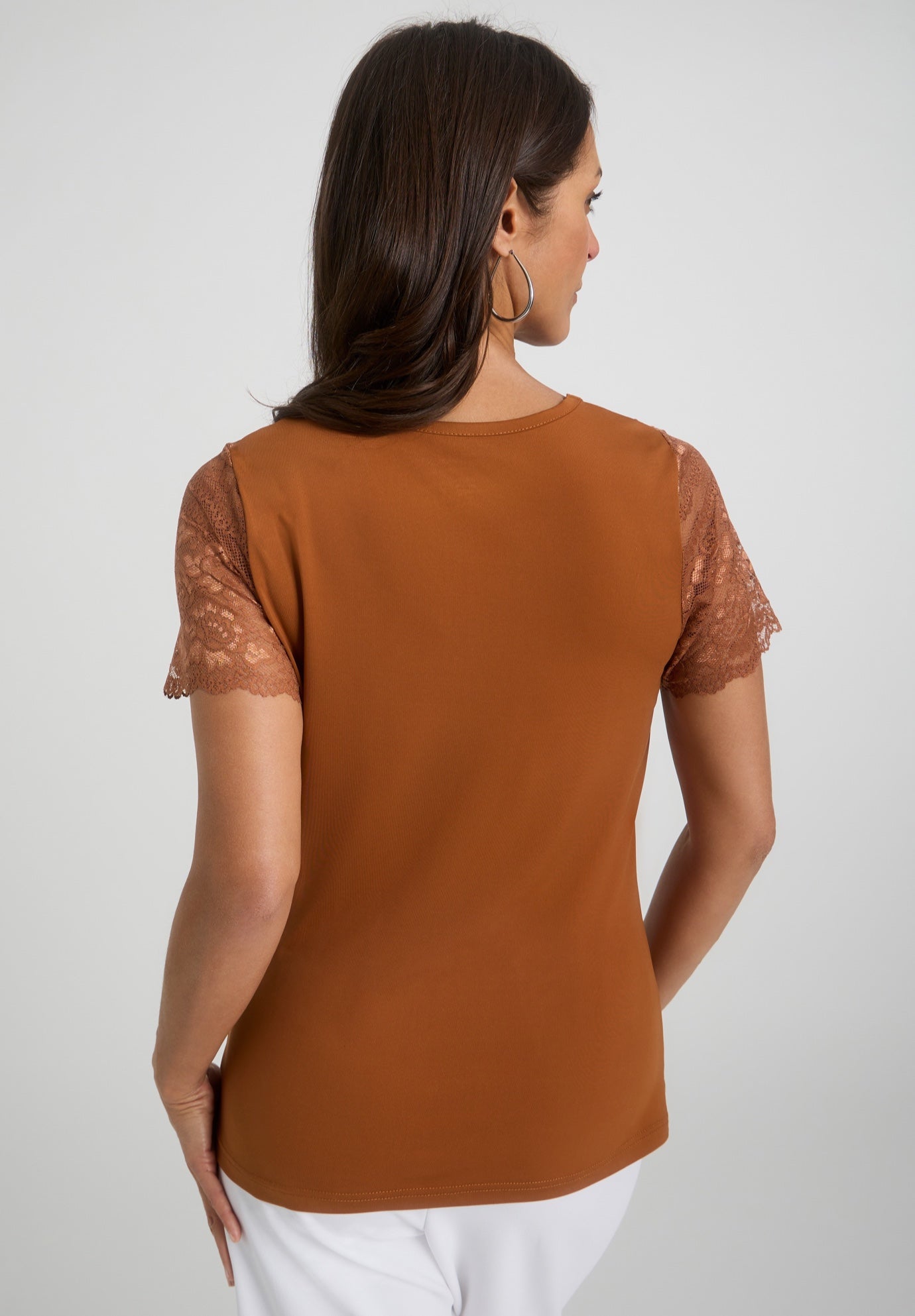 Stretch Lace Neckline Top image number 2