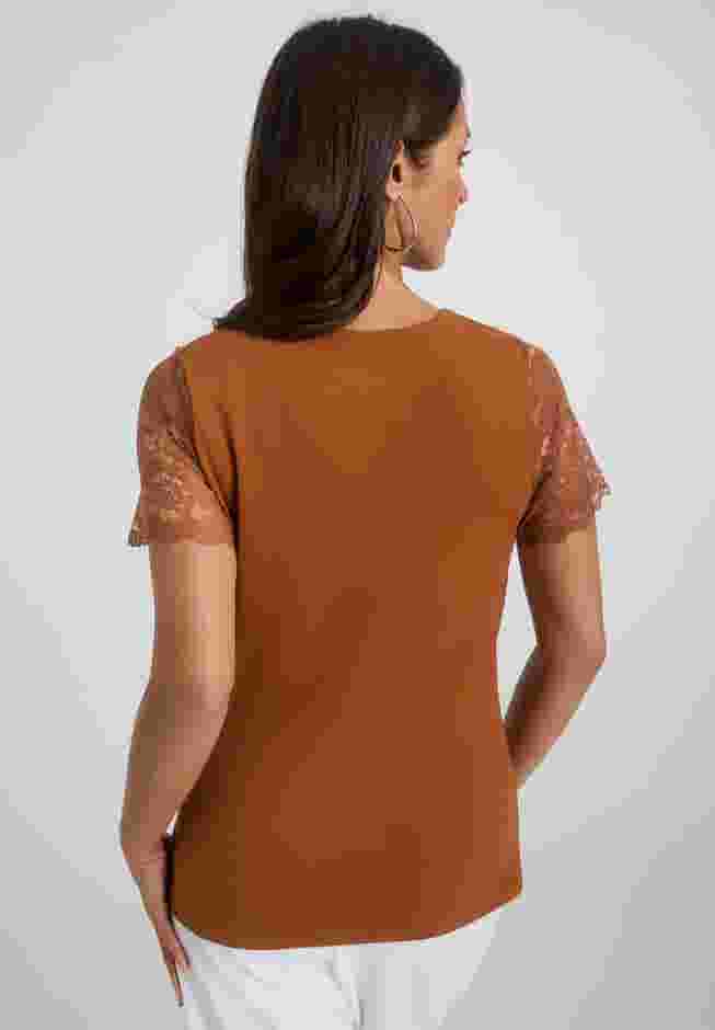 Stretch Lace Neckline Top image number 1