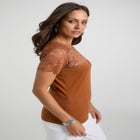 Stretch Lace Neckline Top image number null