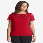 Stretch Lace Neckline Top image number null