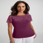 Stretch Lace Neckline Top image number null