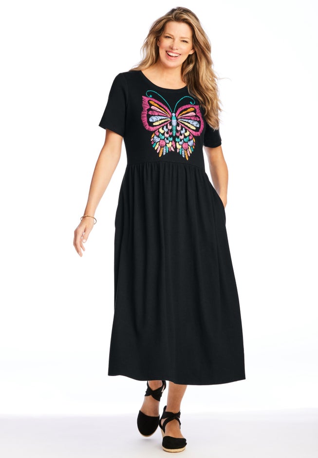 Woman Within Plus Size Short-Sleeve Scoopneck Empire Waist Dress Woman Within Plus Size Short-Sleeve Scoopneck Empire Waist Dress