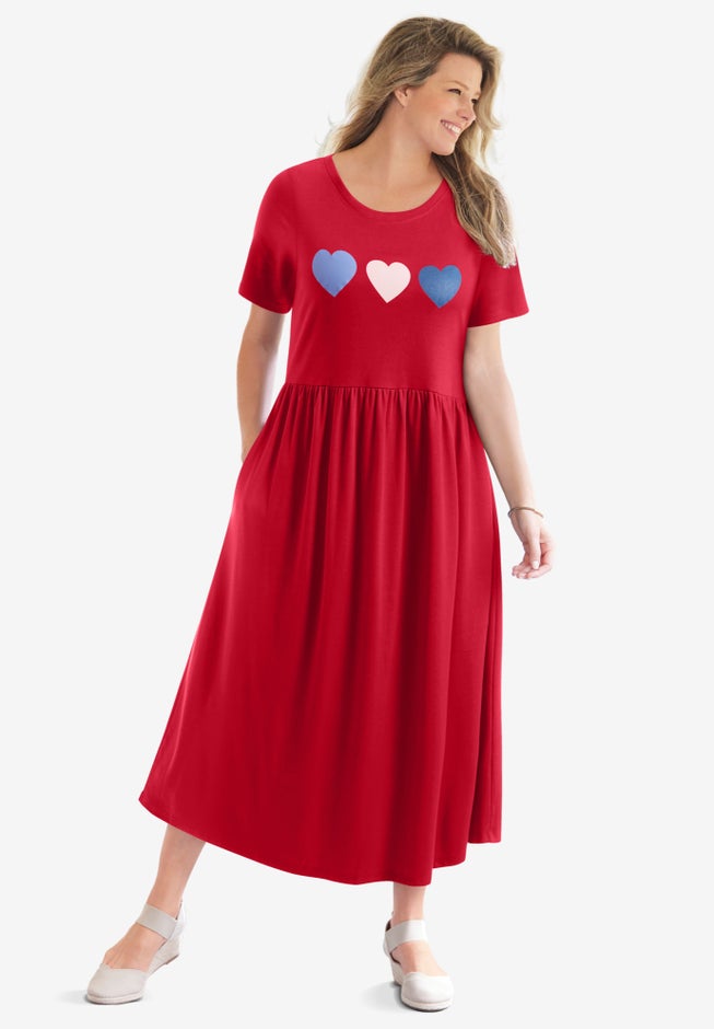 Woman Within Plus Size Short-Sleeve Scoopneck Empire Waist Dress Woman Within Plus Size Short-Sleeve Scoopneck Empire Waist Dress