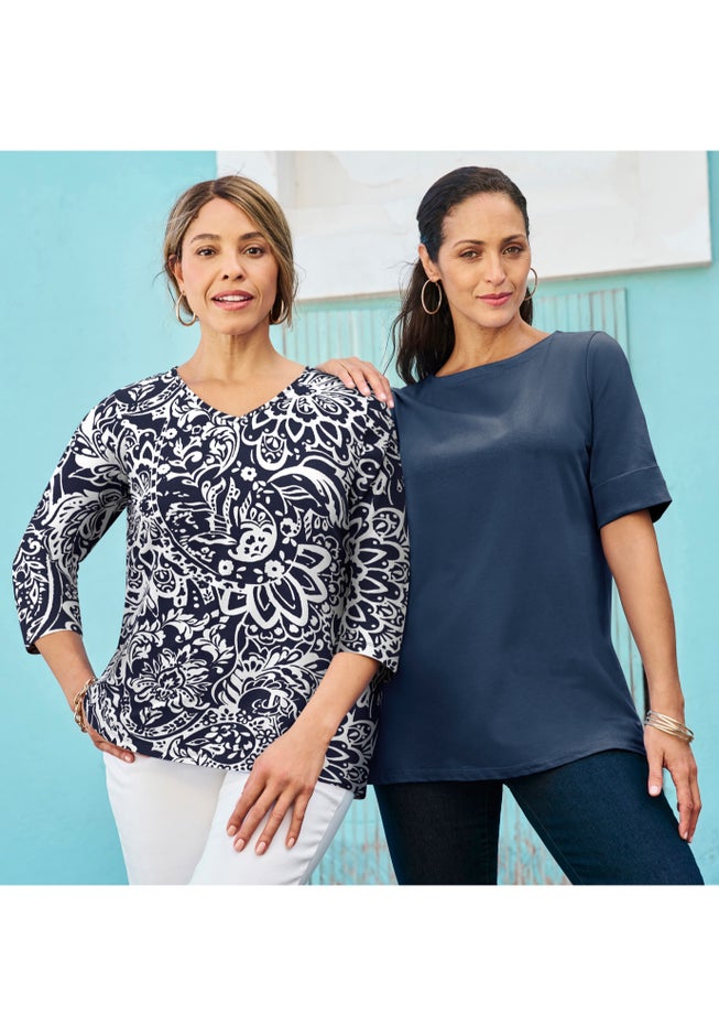 Stretch Cotton V-Neck Tee image number 5