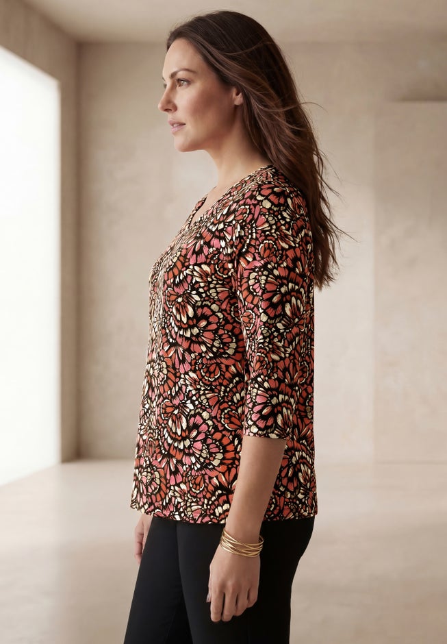 Stretch Cotton V-Neck Tee image number 2