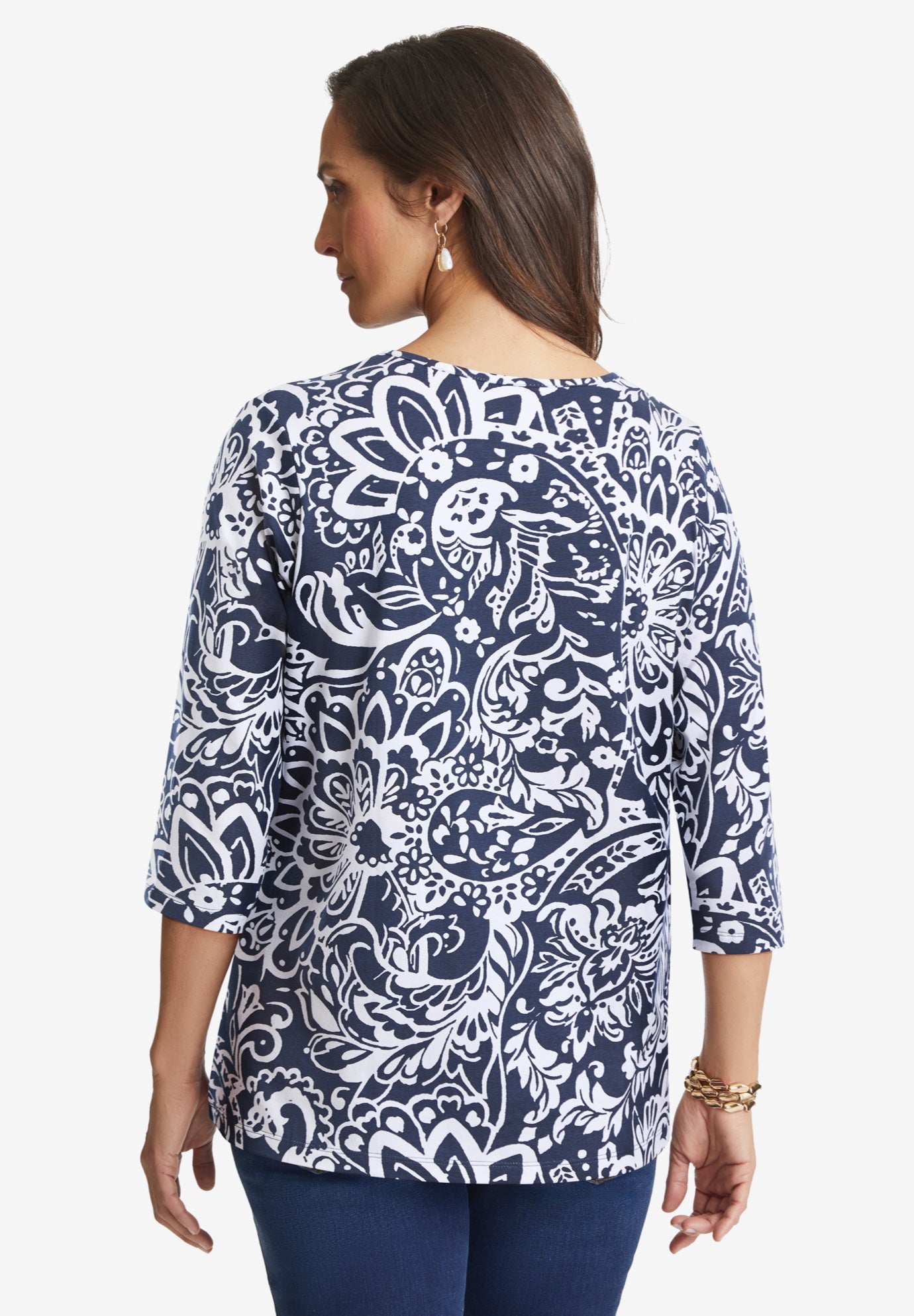 Stretch Cotton V-Neck Tee image number 1