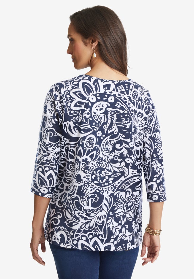 Stretch Cotton V-Neck Tee image number 1