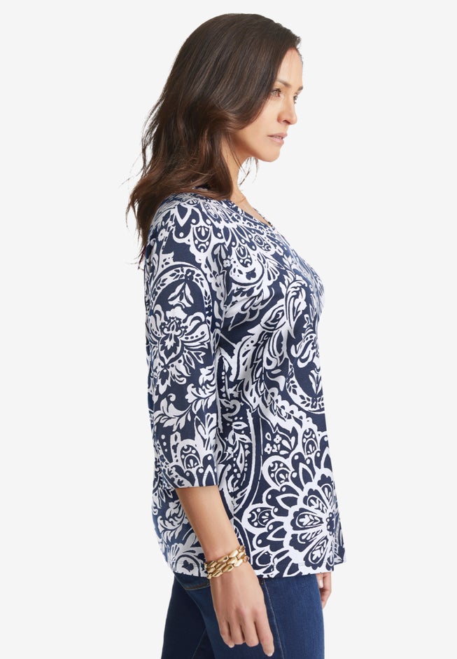 Stretch Cotton V-Neck Tee image number 2