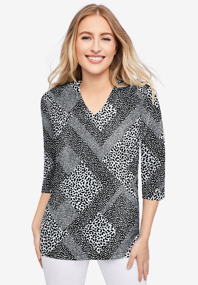 Stretch Cotton V-Neck Tee image number 0