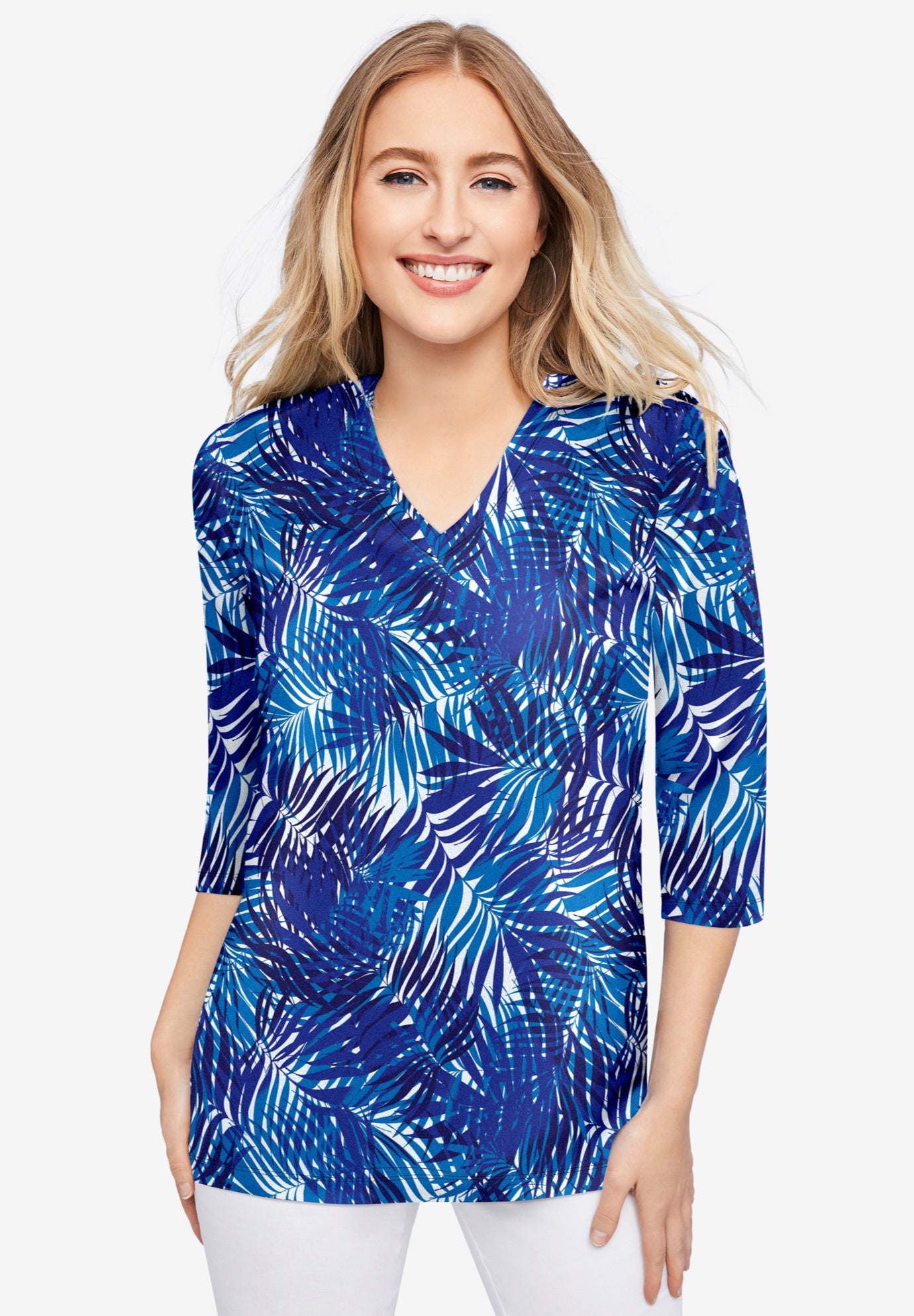 Stretch Cotton V-Neck Tee image number 0