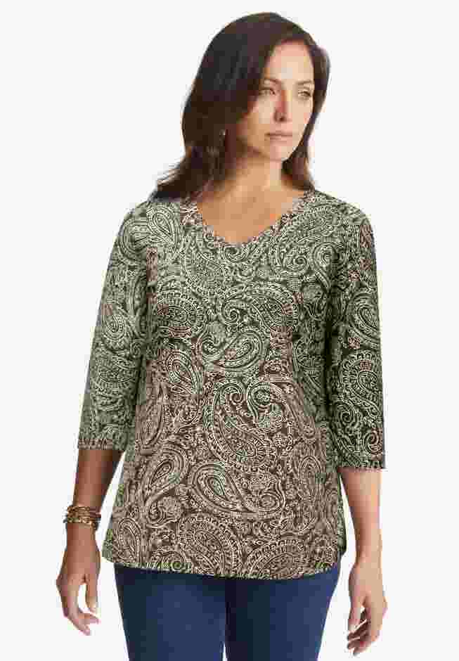 Stretch Cotton V-Neck Tee image number 0