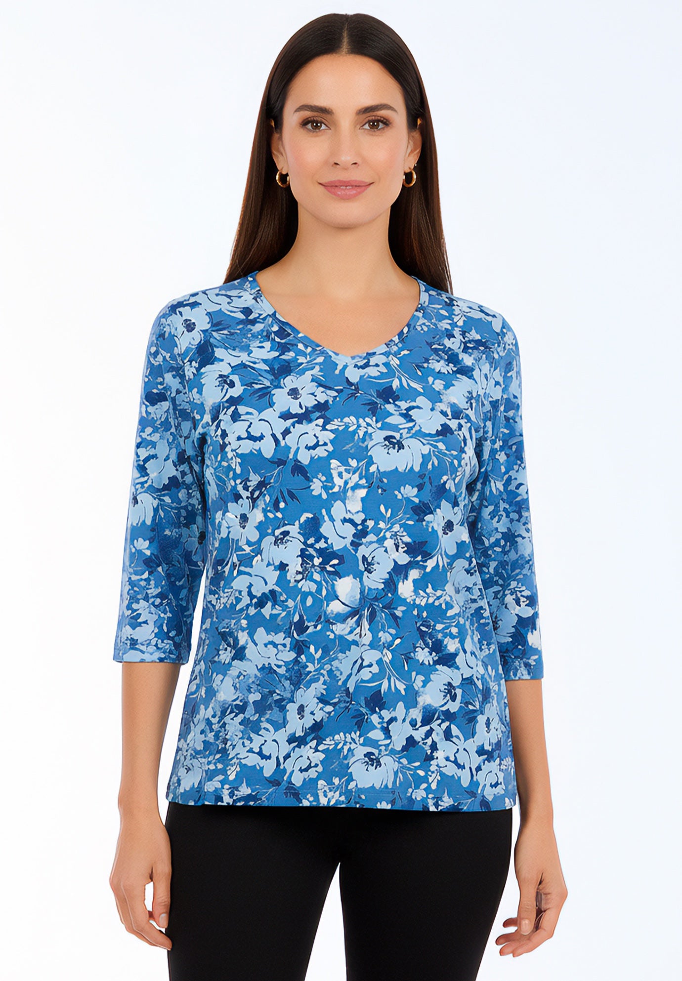 Stretch Cotton V-Neck Tee image number 0