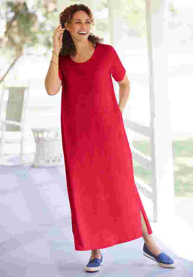 Perfect Short-Sleeve Scoopneck Maxi Tee Dress image number 3