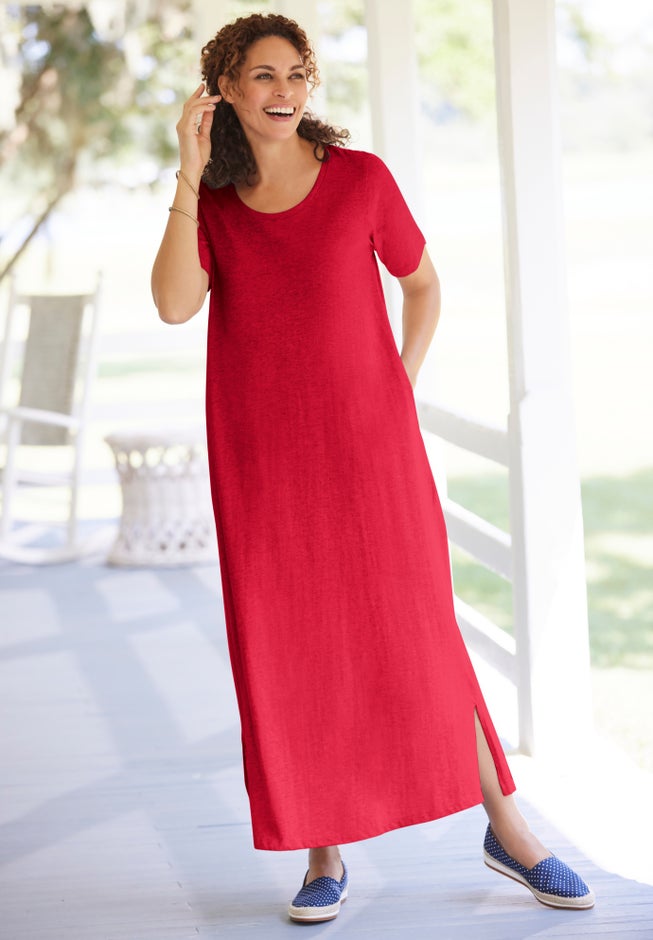 Perfect Short-Sleeve Scoopneck Maxi Tee Dress image number 1