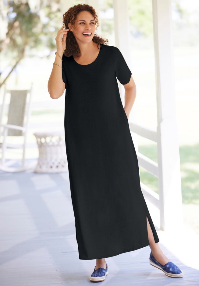 Perfect Short-Sleeve Scoopneck Maxi Tee Dress image number 3