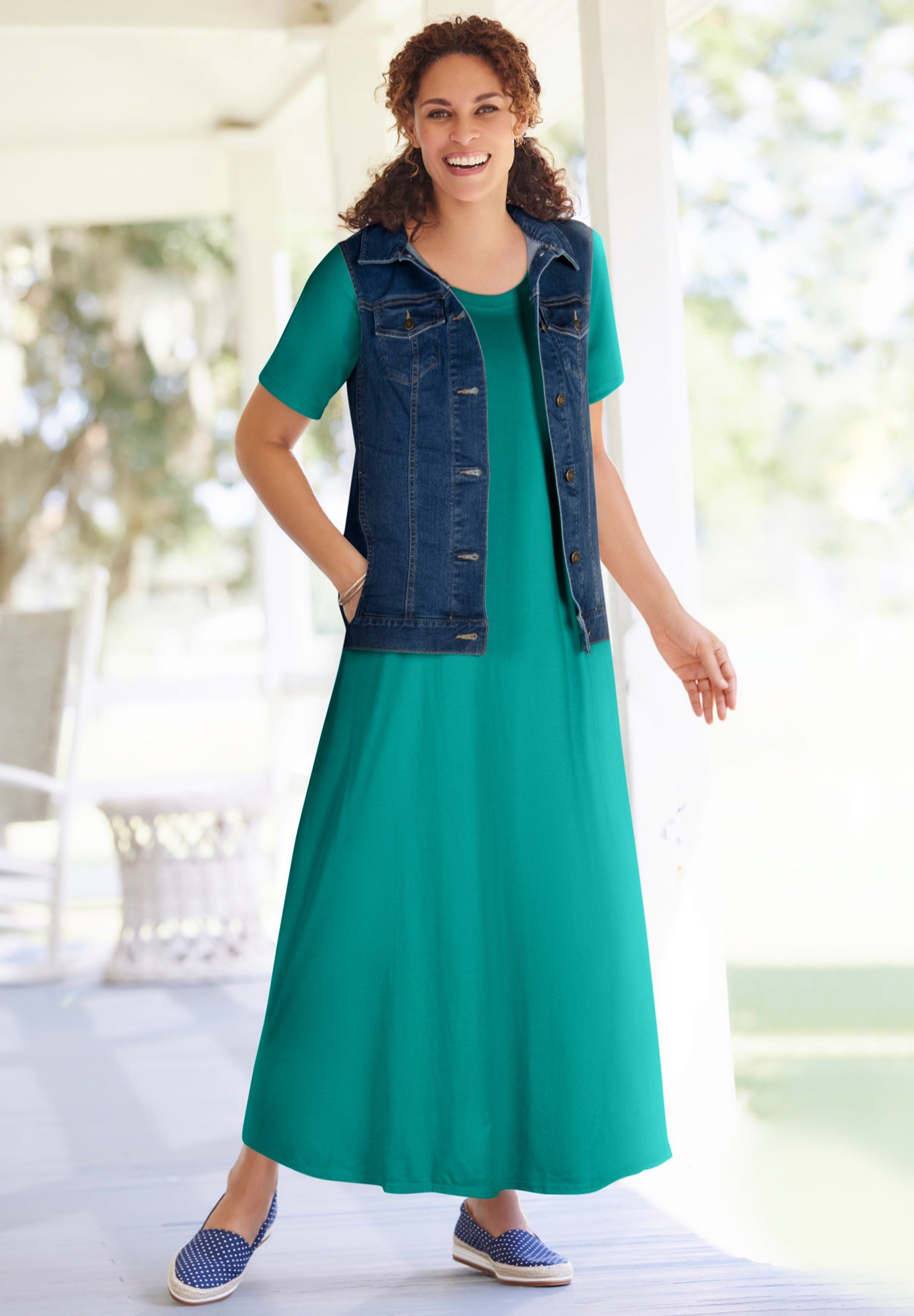 Perfect Short-Sleeve Scoopneck Maxi Tee Dress image number 5