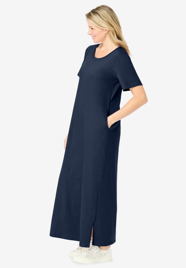 Perfect Short-Sleeve Scoopneck Maxi Tee Dress image number 2