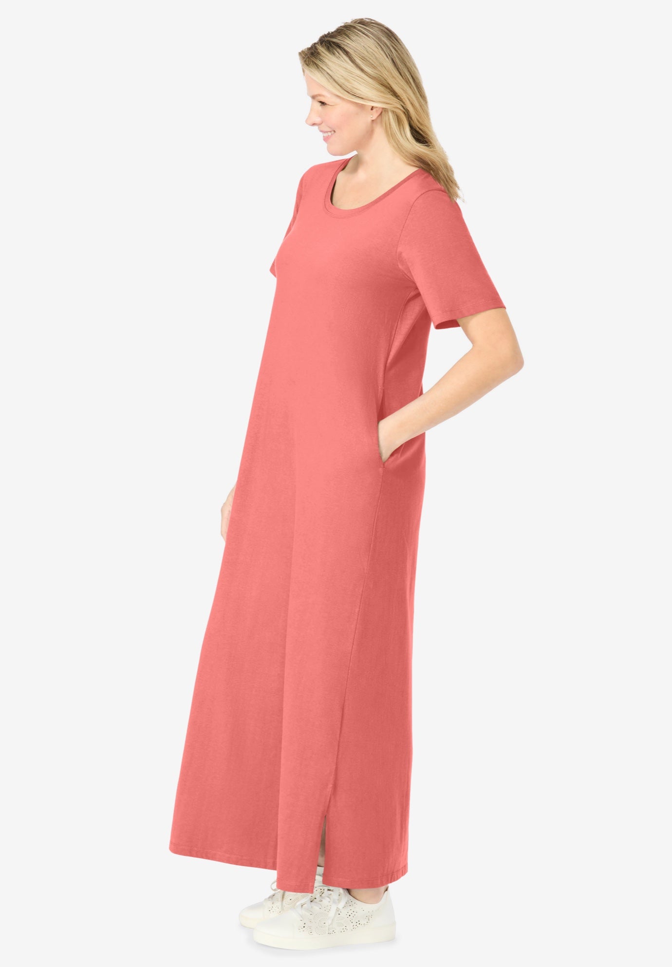 Perfect Short-Sleeve Scoopneck Maxi Tee Dress image number 2