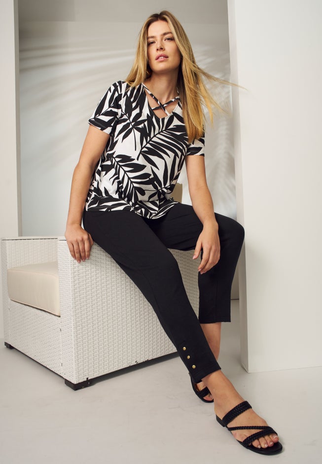 Stretch Cotton Crisscross Strap Tee image number 2