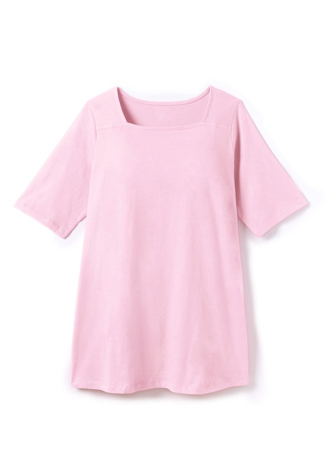 Perfect Elbow-Sleeve Square-Neck Tee image number 3