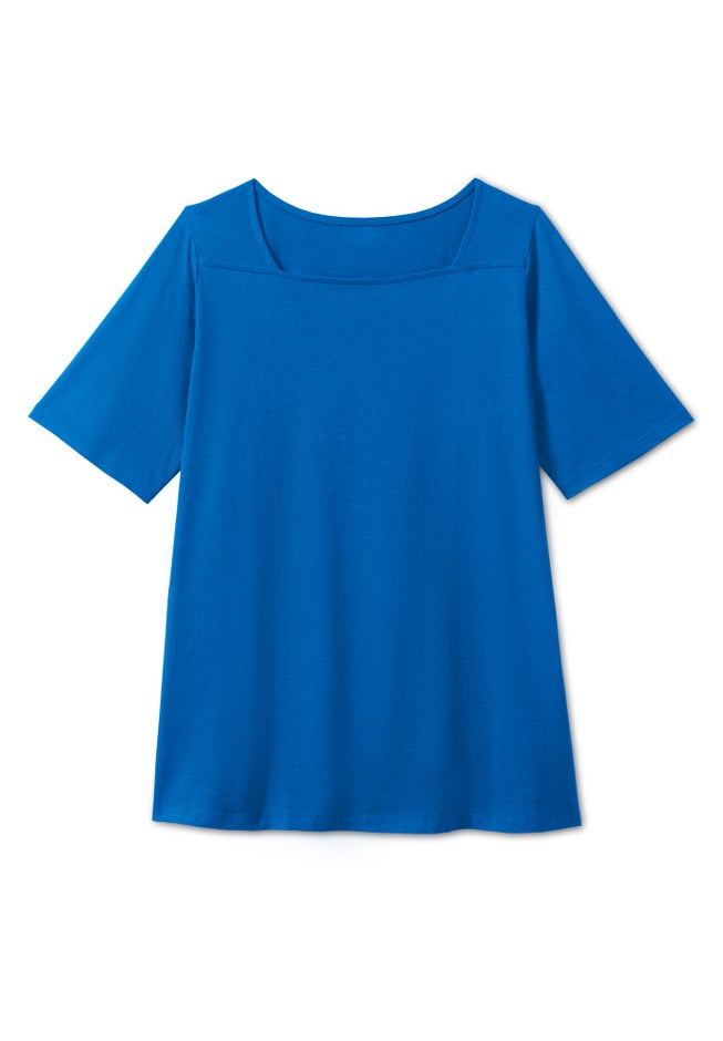 Perfect Elbow-Sleeve Square-Neck Tee image number 3