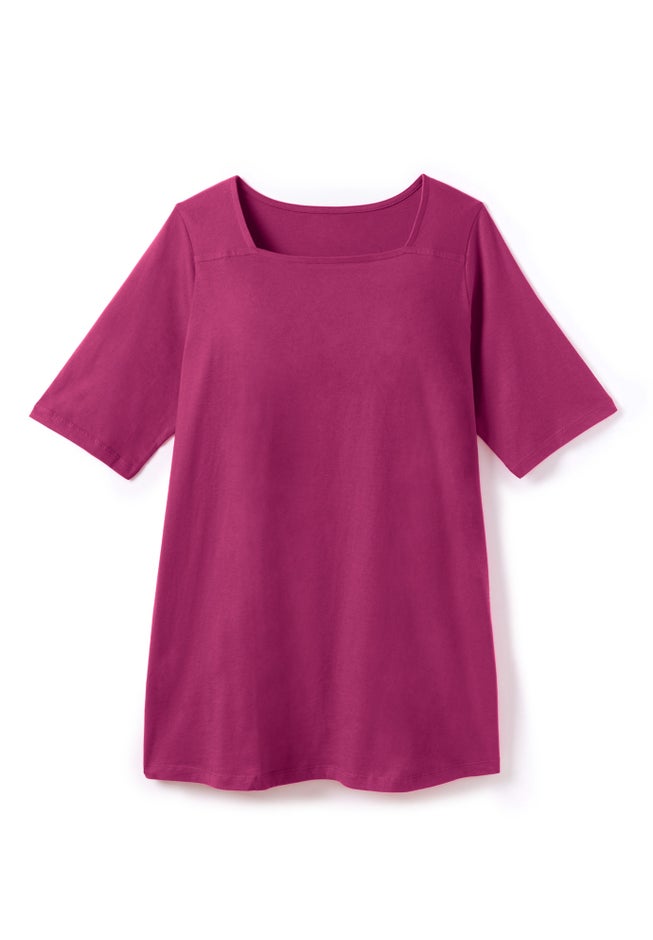 Perfect Elbow-Sleeve Square-Neck Tee image number 3