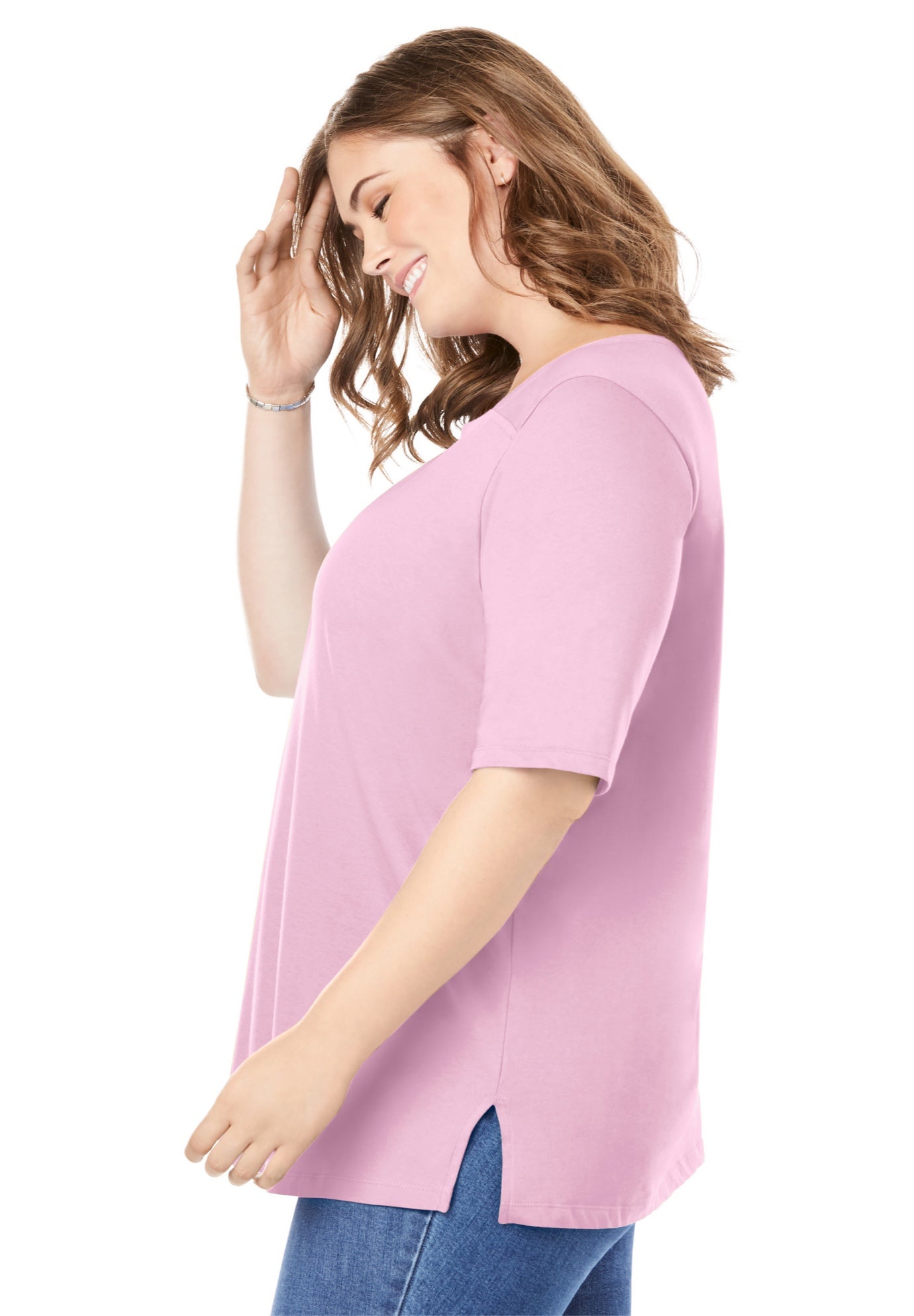 Perfect Elbow-Sleeve Square-Neck Tee image number 2