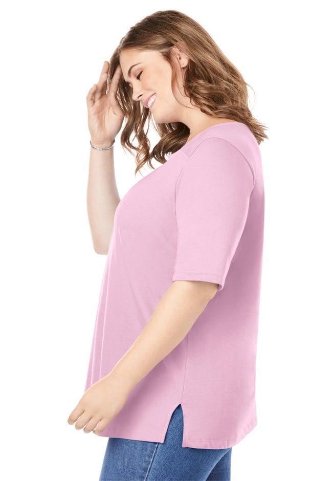 Perfect Elbow-Sleeve Square-Neck Tee image number 2