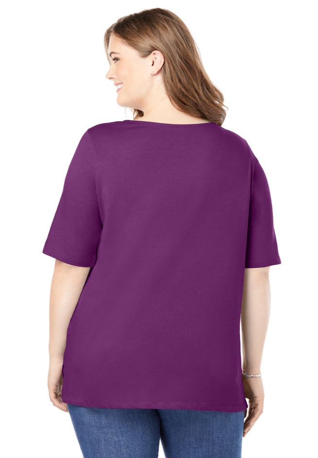 Perfect Elbow-Sleeve Square-Neck Tee image number 1