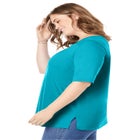 Perfect Elbow-Sleeve Square-Neck Tee image number null