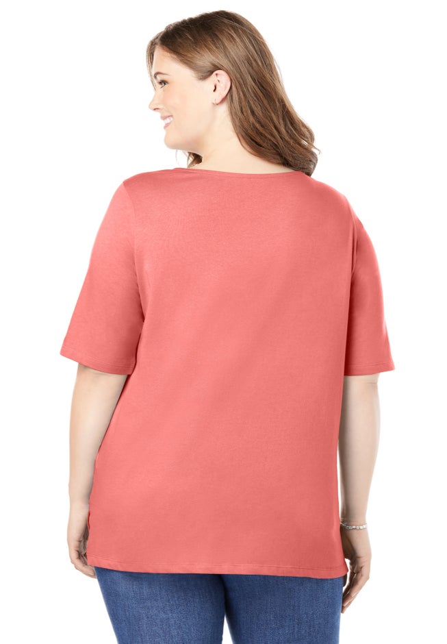 Perfect Elbow-Sleeve Square-Neck Tee image number 1