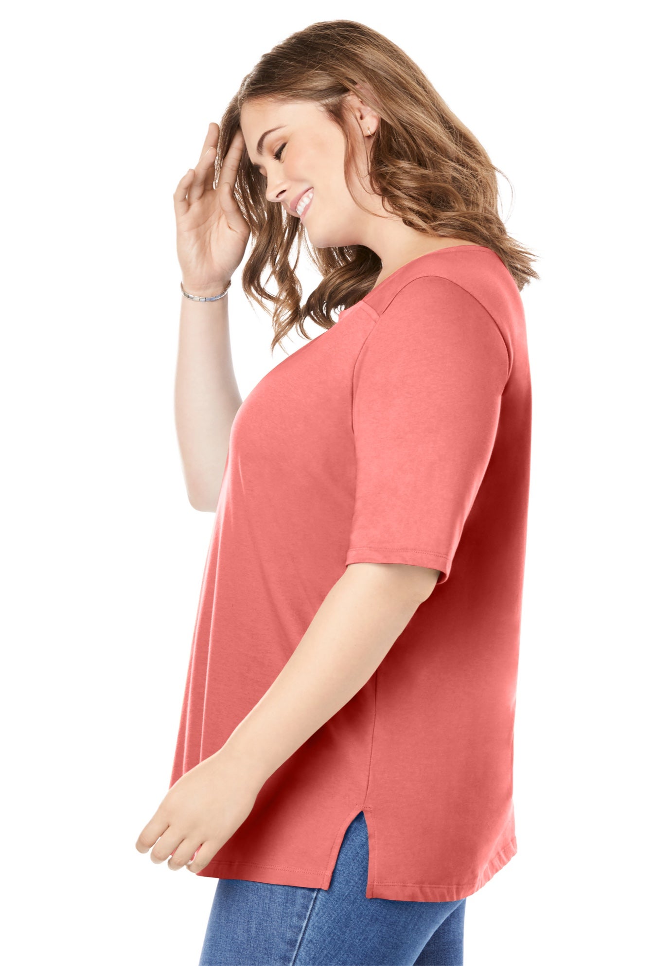 Perfect Elbow-Sleeve Square-Neck Tee image number 2