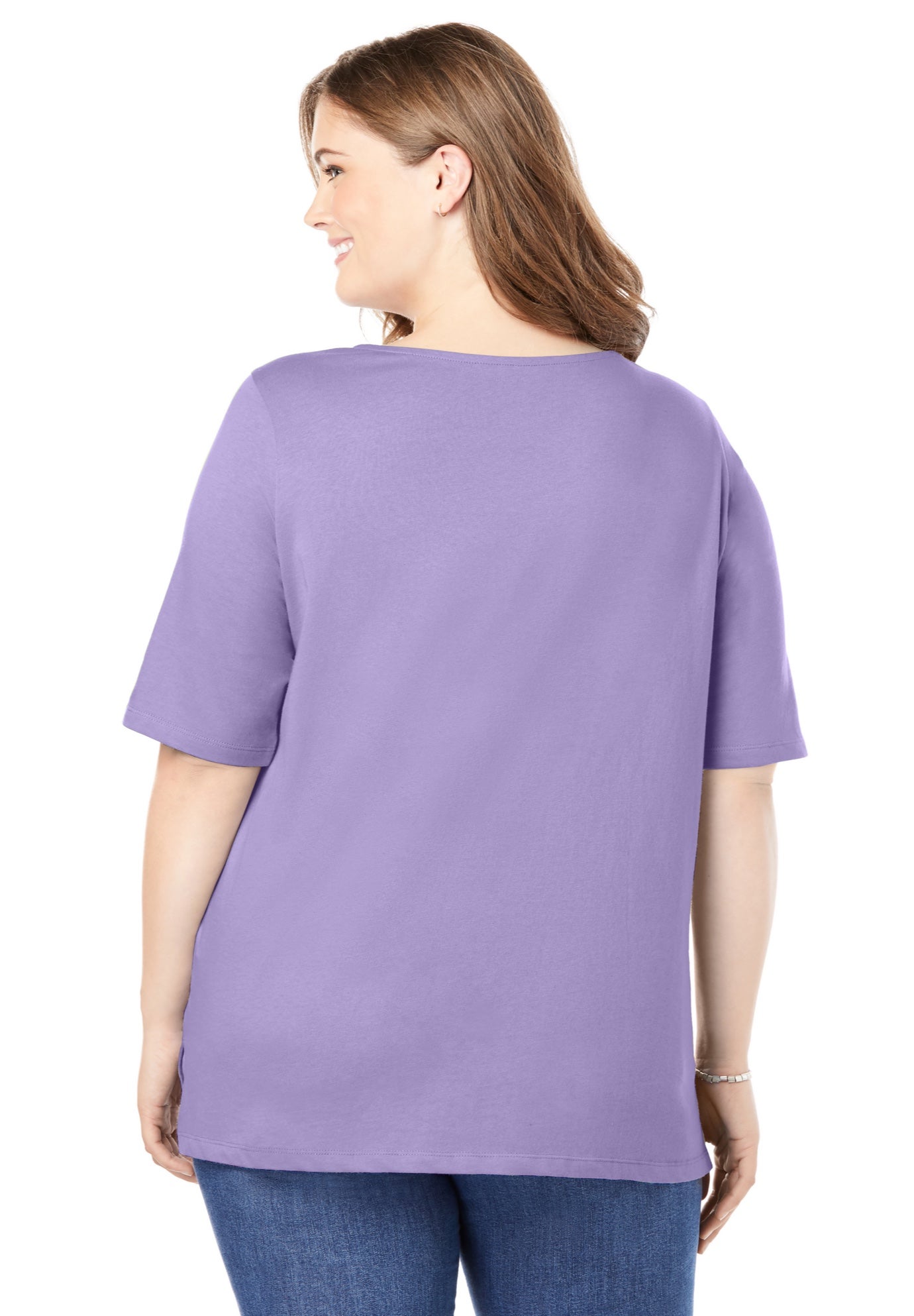 Perfect Elbow-Sleeve Square-Neck Tee image number 1